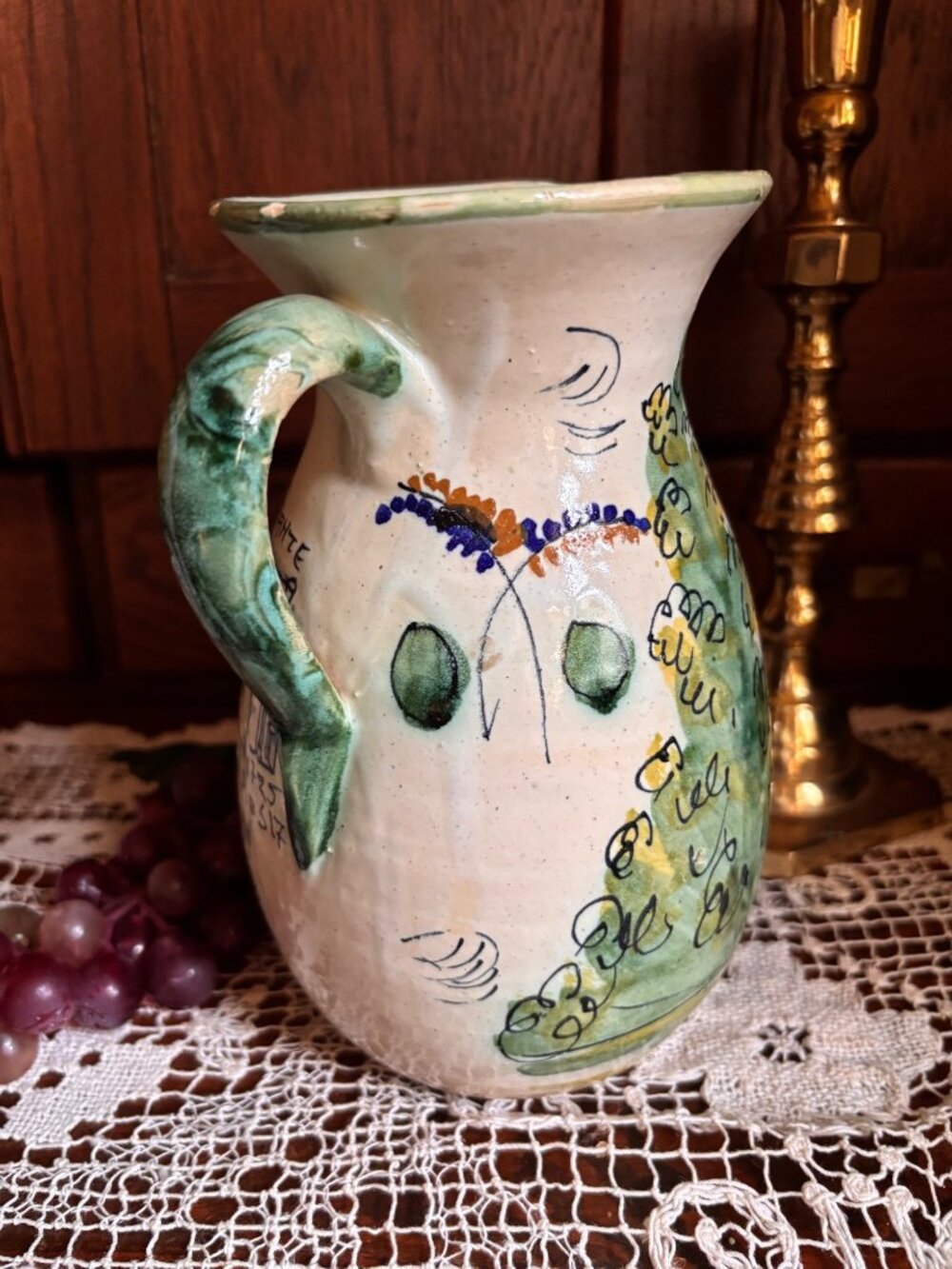 Hand-Painted Spanish Restaurante Botin Madrid Pitcher Santa Fe Puente Signed Dec - Picture 10 of 12